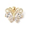 Brass Micro Pave Cubic Zirconia Pendants, Butterfly, Lead Free & Cadmium Free, Long-Lasting Plated, Real 18K Gold Plated, Rack Plating, Clear, 21x25x7.5mm, Hole: 4.5x3.5mm