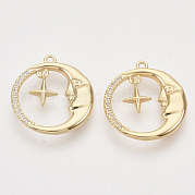 Латунные микропаве прозрачные подвески с фианитом KK-T054-18G-NF