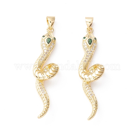 Латунные микро-паве зеленые кубические циркониевые подвески KK-D067-19G-RS-1