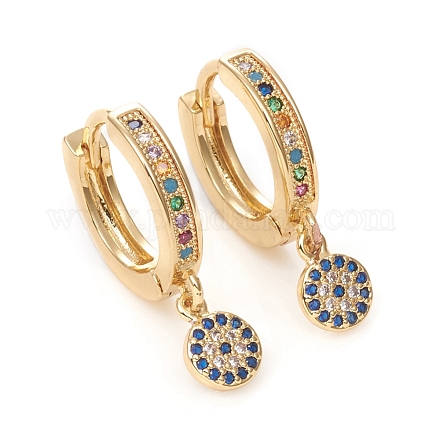 Серьги-кольца из латуни с микро-паве из фианита EJEW-G276-20G-1