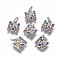 Brass Micro Pave Cubic Zirconia Charms, Letter, Colorful, Platinum, Letter.M, 7.8x7x1.7mm, Hole: 2mm