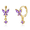 S925 Silver Butterfly Ear Cuffs with Multicolor Zirconia, Elegant Earrings