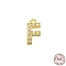 Real 18K Gold Plated 925 Sterling Silver Micro Pave Clear Cubic Zirconia Charms, Initial Letter, Letter F, 9.5x4.5x1.5mm, Hole: 0.9mm