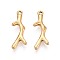304 Stainless Steel Branch Pendants, Ion Plating(IP), Real 18K Gold Plated, 20.5x8x3mm, Hole: 1.4~1.5mm