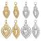 8Pcs 4 Style Rack Plating Brass Micro Pave Cubic Zirconia Pendants, Sacred Heart Charm, Long-Lasting Plated, with Jump Rings, Cadmium Free & Lead Free, Real 18K Gold Plated & Real Platinum Plated, 22.5~23x12.5~16x2.5mm, Hole: 3mm, 2pcs/style