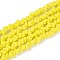 Frosted Opaque Glass Beads Strands, Triangle, Faceted, Champagne Yellow, 3~3.5x4~4.5x4~4.5mm, Hole: 0.8mm, about 121~131pcs/strand, 14.37~15.35 inch(36.5~39cm)