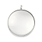 304 Stainless Stee Locket Pendants, with Glass, Flat Round Charm, Stainless Steel Color, 41x34x17mm, Hole: 5mm