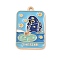 Tarot Alloy Enamel Pendants, Cadmium Free & Lead Free, Light Gold, Rectangle with Parrot Pattern, Light Sky Blue, 30x19x1mm, Hole: 1.8mm