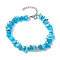 Synthetic Turquoise Chips Beaded Bracelet, with 304 Stainless Steel Clasps, 7-1/8 inch(18cm)