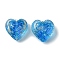 Luminous Handmade Gold Sand Lampwork Beads, Glow in the Dark, Heart, Dodger Blue, 19x21x12mm, Hole: 1.5mm
