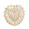 Brass Micro Pave Cubic Zirconia Slide Charms, Long-Lasting Plated, Heart, Golden, 13.5x13.5x6mm, Hole: 1.5x3mm and 11x1.5mm