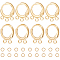24Pcs 2 Style Brass Huggie Hoop Earring Findings, with Horizontal Loops & 50Pcs 304 Stainless Steel Jump Rings, Nickel Free, Real 18K Gold Plated, 14.5~15x11.5~12x2mm, Hole: 1.5mm, Pin: 0.8mm, 12Pcs/style