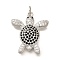 Brass Micro Pave Cubic Zirconia Pendants, Cadmium Free & Lead Free, Sea Turtle Charms, with Jump Ring, Platinum, 21.5x18.5x4mm, Hole: 3mm
