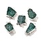 Raw Rough Natural Dyed Quartz Crystal Links Connector Charms, with Brass Findings, Nuggets, Silver Color Plated, Green, 30.5~37.5x15~25x7.5~13mm, Hole: 2.5mm