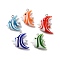 Handmade Lampwork Pendants, with Brass Loop and Acrylic Finding, Fish, Mixed Color, 25x16.5x9mm, Hole: 1.5mm