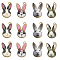 40Pcs 4 Styles Alloy Enamel Pendants, Rabbit, Light Gold, Mixed Color, 19x11mm, Hole: 1.2mm, 10pcs/style