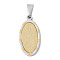 304 Stainless Steel Pendants, Ion Plating(IP), Oval with Virgin Mary Charm, Golden & Stainless Steel Color, 31.5x15.8x2mm, Hole: 8x4.5mm