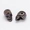 Brass Micro Pave Cubic Zirconia Beads, Skull, Lead Free & Nickel Free & Cadmium Free, Gunmetal, 13x8x9.5mm, Hole: 2mm