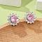 Flower Brass Micro Pave Clear Cubic Zirconia Stud Earrings for Women, Cadmium Free & Lead Free, Long-Lasting Plated, Rack Plating, Platinum, 12.5mm