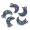 Rainbow Color Alloy Pendants, Cadmium Free & Lead Free, Moon, 18x12x1.5mm, Hole: 1.6mm, 40pcs/box
