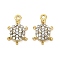 304 Stainless Steel Charms, with Crystal Rhinestone, Golden, Tortoise, 13x8x3mm, Hole: 1mm