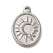 Non-Tarnish 304 Stainless Steel Pendants, Oval Charms with Sun, Stainless Steel Color, 22x15x2.5mm, Hole: 1.8mm