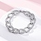 Brass Micro Pave Clear Cubic Zirconia Curb Chain Bracelets for Women, Lead Free & Cadmium Free, Rack Plating, Platinum, 7-5/8 inch(19.5cm)