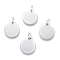Non-Tarnish 304 Stainless Steel Charms, with Jump Rings, Blank Stamping Tag, Flat Round, Stainless Steel Color, 14.5x12x0.8mm, Hole: 3.5mm
