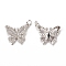 Brass Micro Pave Cubic Zirconia Pendants, Cadmium Free & Nickel Free & Lead Free, with Jump Ring, Butterfly Charms, Platinum, 21.5x20x3mm, Hole: 3mm