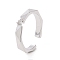 Clear Cubic Zirconia Open Cuff Ring, Brass Jewelry for Women, Platinum, US Size 4 1/4(15mm)