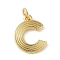 Brass Pendants, with Jump Ring, Letter Charms, Rack Plating, Long-Lasting Plated, Cadmium Free & Lead Free, Real 18K Gold Plated, Letter C, 15.5x12x1.5mm, Hole: 3.5mm