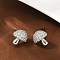 Mushroom Brass Micro Pave Clear Cubic Zirconia Stud Earrings, Rack Plating, Long-Lasting Plated, Lead Free & Cadmium Free, Platinum, 11x10.5mm