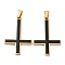 304 Stainless Steel Pendants, with Enamel, Inverted Cross Charm, Golden, 44.5x29x3mm, Hole: 5x7mm