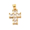 304 Stainless Steel Pendants, with Clear Cubic Zirconia, Cross Charms, Ion Plating(IP), Golden, 22.5x15x4mm, Hole: 5.2x4.2mm