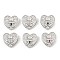 Brass Micro Pave Cubic Zirconia Slide Charms, Long-Lasting Plated, Heart, Platinum, 14.5x15x6mm, Hole: 1.5x4mm and 1.5x11mm