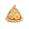 Opaque Resin Pendants, Imitatrion Food, Fried Bun, with Platinum Plated Iron Loops, PeachPuff, 26x25x12mm, Hole: 2mm