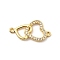 Brass Micro Pave Clear Cubic Zirconia Double Heart Connector Charms, Lead Free & Cadmium Free, Long-Lasting Plated, Rack Plating, Real 18K Gold Plated, 11.5x22x2mm, Hole: 1.2mm