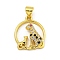 Rack Plating Brass Micro Pave Cubic Zirconia Pendants, Long-Lasting Plated, Lead Free & Cadmium Free, Real 18K Gold Plated, Leopard, 18.5x15x4mm, Hole: 4x3mm