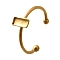 304 Stainless Steel Open Cuff Ring Components, Pad Ring Setting, Rectangle, Golden, Rectangle: 8x4mm, Adjustable, Tray: 7x3mm