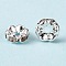 Brass Rhinestone Spacer Beads, Cadmium Free & Lead Free, Grade A, Wavy Edge, Silver Color Plated, Rondelle, Crystal, 8x3.8mm, Hole: 1mm