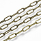 Brass Paperclip Chains, Flat Oval, Drawn Elongated Cable Chains, Soldered, with Spool, Cadmium Free & Nickel Free & Lead Free, Antique Bronze, 9x3.5x0.7mm, about 301.83 Feet(92m)/roll