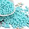 Imitation Jade Glass Seed Beads, Luster, Baking Paint, Round, Cyan, 5.5x3.5mm, Hole: 1.5mm
