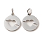 Non-Tarnish 304 Stainless Steel Charms, Laser Cut, with Jump Ring, Stainless Steel Color, Hollow, Flat Round Charm, Heart, 13.5x12x1mm, Hole: 3.6mm