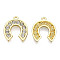 Rack Plating Alloy Pendants, with Crystal Rhinestone, Cadmium Free & Nickel Free & Lead Free, Arch, Light Gold, 21x18.5x3mm, Hole: 1.5mm