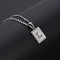 Rectangle Stainless Steel Pave Natural White Shell Pendant Necklaces, Stainless Steel Color, Letter L, 17.72 inch(45cm)