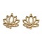 Brass Micro Pave Clear Cubic Zirconia Link Connector, Long-Lasting Plated, Lotus, Real 18K Gold Plated, 24x24.5x2.5mm, Hole: 1.2mm