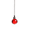 Glass Crystal Ceiling Fan Pull Chain Extenders, with Metal Ball Chains, Round Ball Pendant Suncatcher, Red, 545mm