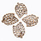 Unfinished Hollow Wood Big Pendants, Undyed, Laser Cut Wood Shapes, Leaf, Antique White, 62x46x2.5mm, Hole: 2mm