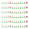 78Pcs 14 Styles Glass Pendants, with 304 Stainless Steel Loops, Flower, Mixed Color, 21mm, Hole: 2.5mm, 6pcs/style