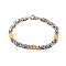 201 Stainless Steel Byzantine Chain Bracelets with 304 Stainless Steel Clasps, Golden & Stainless Steel Color, 8-7/8 inch(22.5cm)